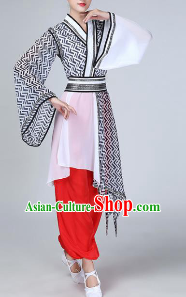 Chinese Traditional Stage Performance Fan Dance Costume Classical Dance Dress for Women