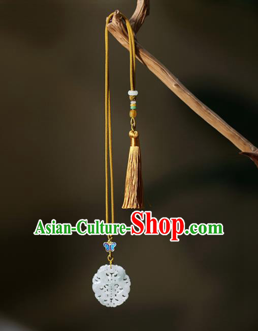 Chinese Traditional Handmade Jade Pendant Classical Pressure Front Accessories for Women