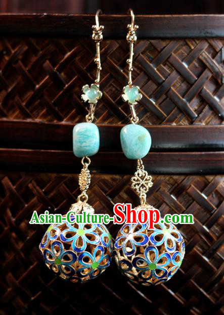 Top Grade Chinese Handmade Enamel Earrings Traditional Bride Tassel Ear Accessories for Women