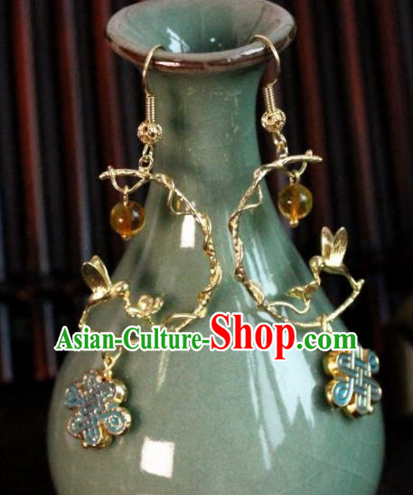 Chinese Handmade Hanfu Earrings Traditional Ancient Palace Ear Accessories for Women