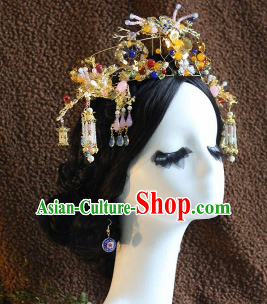 Top Grade Chinese Ancient Bride Wedding Phoenix Coronet Hairpins Traditional Hair Accessories Headdress for Women