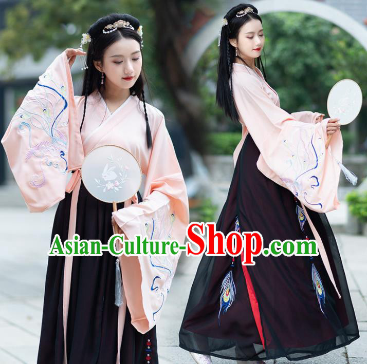 Traditional Ancient Chinese Jin Dynasty Palace Hanfu Dress Princess Embroidered Replica Costume for Women