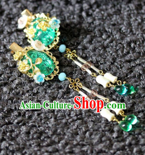 Handmade Chinese Ancient Green Grass Hair Claws Traditional Hair Accessories Headdress for Women