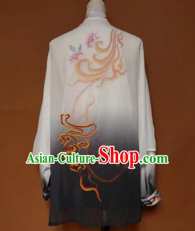 Chinese Traditional Martial Arts Kung Fu Competition Costume Tai Chi Group Embroidered Peony Clothing for Women