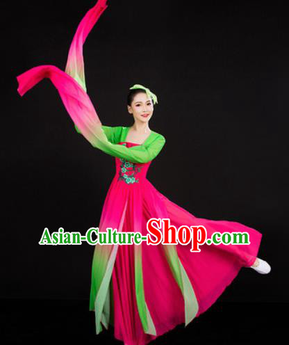 Chinese Traditional Classical Dance Water Sleeve Dress Umbrella Dance Stage Performance Costume for Women