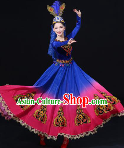 Traditional Chinese Uyghur Nationality Dress Uigurian Folk Dance Ethnic Costume for Women