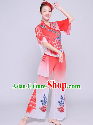 Chinese Traditional Fan Dance Clothing Folk Dance Group Yangko Dance Costume for Women
