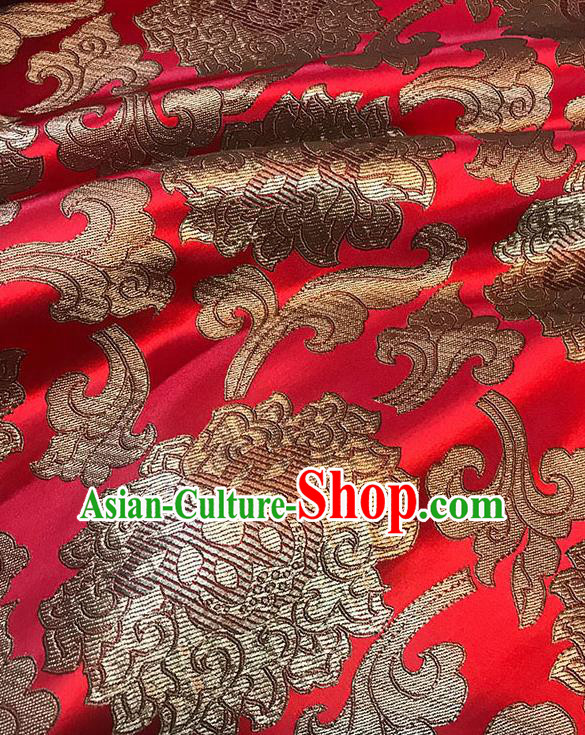 Asian Chinese Twine Lotus Pattern Red Brocade Fabric Traditional Silk Fabric Tang Suit Material