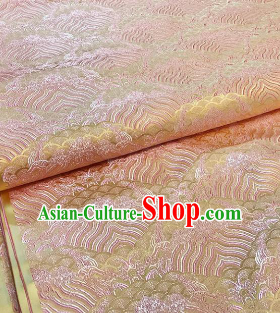 Asian Chinese Twine Waves Pattern Pink Brocade Fabric Traditional Silk Fabric Tang Suit Material