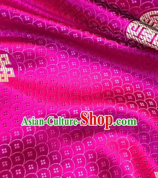 Asian Chinese Royal Scale Pattern Rosy Brocade Fabric Traditional Silk Fabric Tang Suit Material