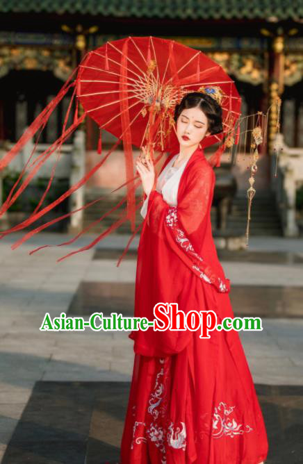 Chinese Ancient Drama Palace Lady Costume Traditional Tang Dynasty Imperial Concubine Embroidered Hanfu Dress for Women