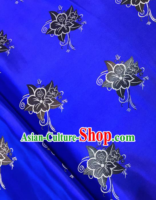 Asian Chinese Royal Pentas Pattern Royalblue Brocade Fabric Traditional Silk Fabric Tang Suit Material