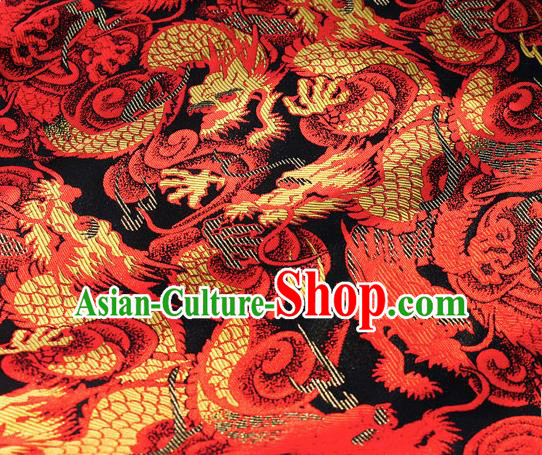 Asian Chinese Royal Red Dragon Pattern Brocade Fabric Traditional Silk Fabric Tang Suit Material