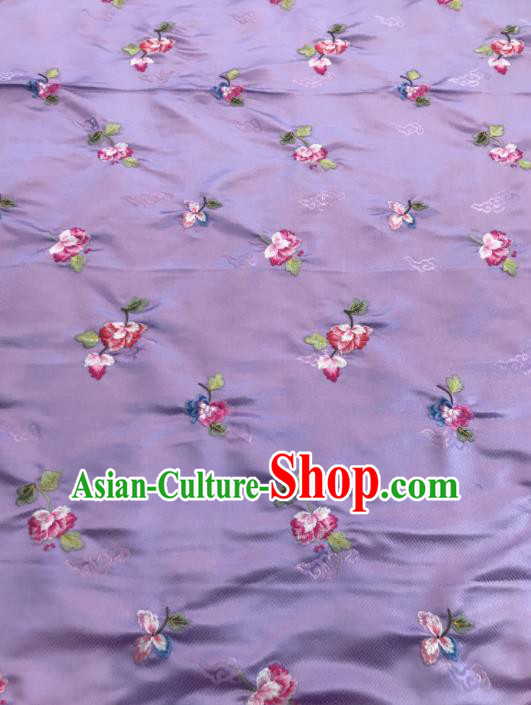 Asian Chinese Embroidered Begonia Flower Pattern Light Purple Brocade Fabric Traditional Cheongsam Silk Fabric Material