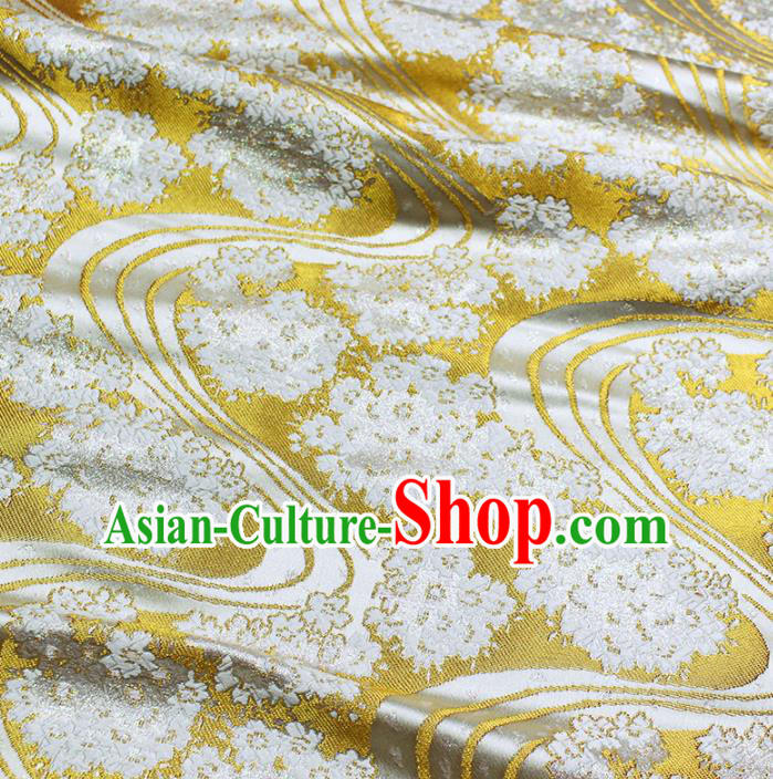 Asian Chinese Royal Pattern Golden Brocade Fabric Traditional Silk Fabric Kimono Material