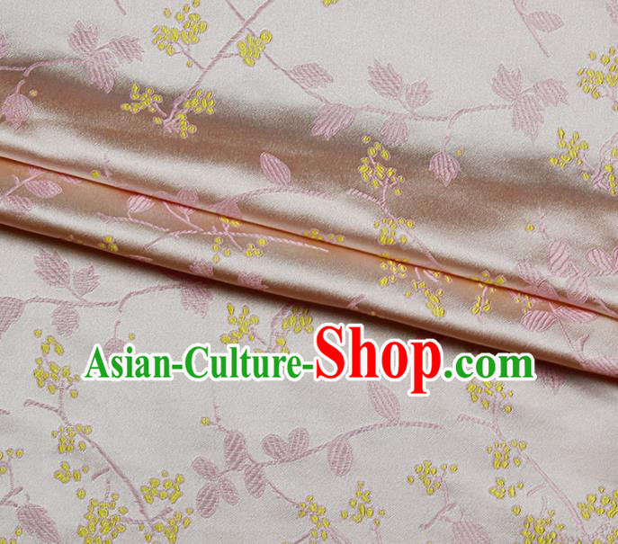 Asian Chinese Royal Wisteria Flowers Pattern Pink Brocade Fabric Traditional Silk Fabric Kimono Material
