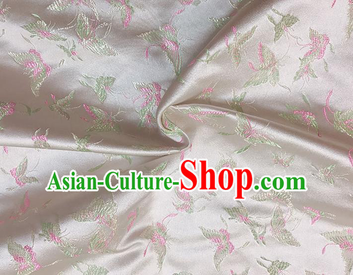 Asian Chinese Royal Embroidery Butterfly Pattern Champagne Brocade Fabric Traditional Silk Fabric Kimono Material