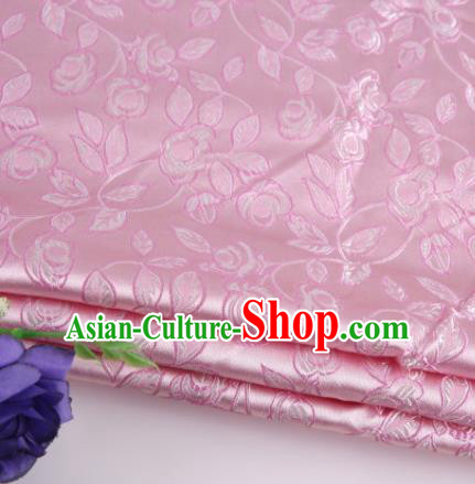 Asian Chinese Traditional Leaf Pattern Pink Nanjing Brocade Fabric Tang Suit Silk Material