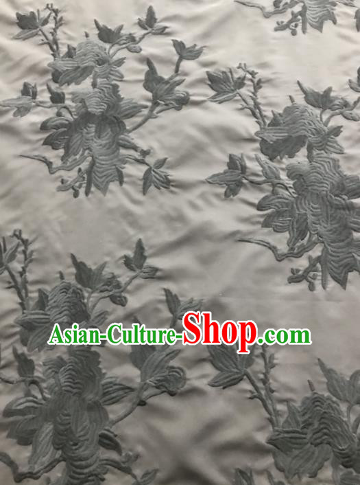 Asian Chinese Suzhou Embroidered Pattern White Silk Fabric Material Traditional Cheongsam Brocade Fabric