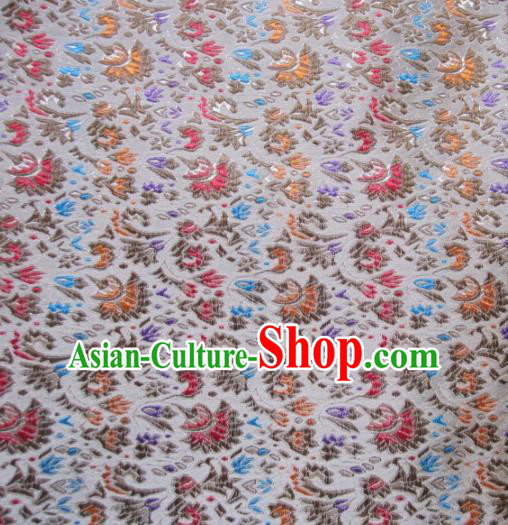 Asian Chinese Traditional Cockscomb Pattern White Satin Brocade Fabric Tang Suit Silk Material