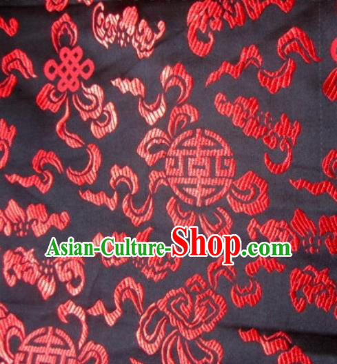 Asian Chinese Traditional Pomegranate Pattern Black Satin Brocade Fabric Tang Suit Silk Material