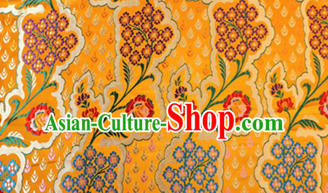 Asian Chinese Traditional Golden Nanjing Brocade Fabric Tang Suit Royal Pattern Silk Fabric Material