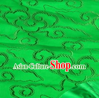 Asian Chinese Traditional Royal Auspicious Clouds Pattern Green Brocade Fabric Tang Suit Silk Fabric Material