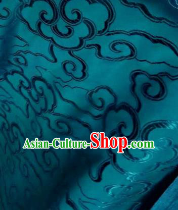 Asian Chinese Traditional Royal Auspicious Clouds Pattern Dark Green Brocade Fabric Tang Suit Silk Fabric Material