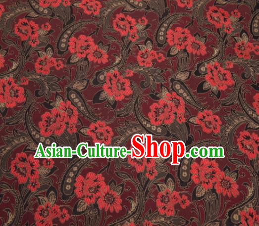 Asian Chinese Traditional Royal Lily Flowers Pattern Black Brocade Fabric Tang Suit Silk Fabric Material
