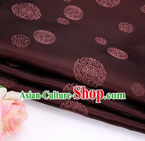 Asian Chinese Traditional Round Pattern Coffee Brocade Fabric Tang Suit Silk Material