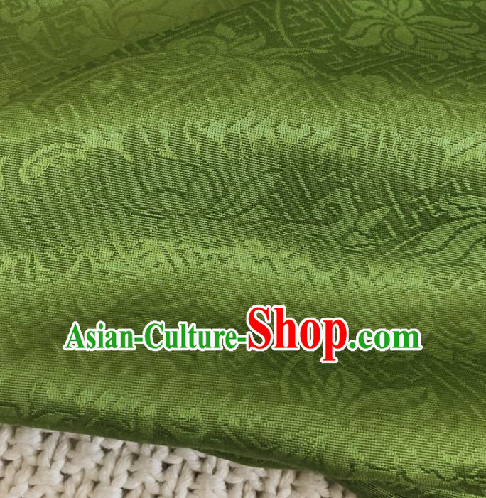 Asian Chinese Classical Scroll Design Pattern Green Brocade Traditional Cheongsam Satin Fabric Tang Suit Silk Material