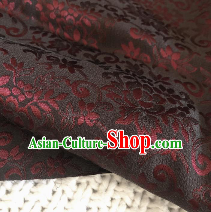Asian Chinese Classical Flowers Design Pattern Black Brocade Traditional Cheongsam Satin Fabric Tang Suit Silk Material
