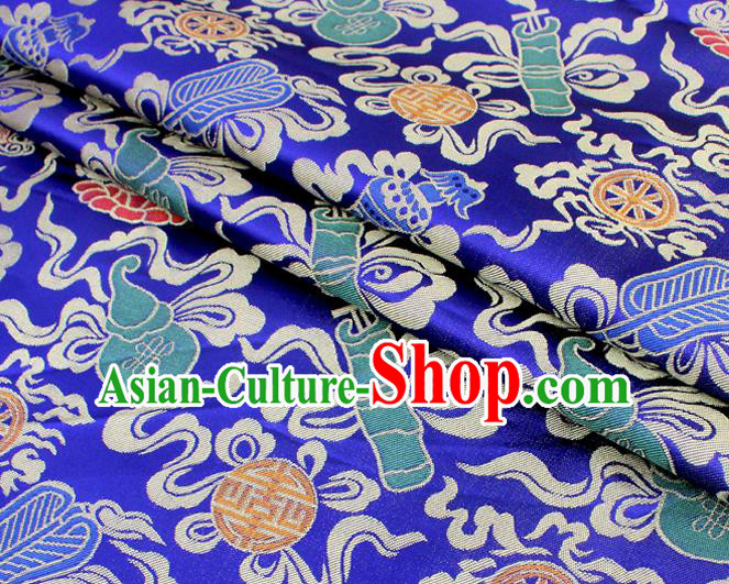 Asian Chinese Classical Calabash Design Pattern Royalblue Brocade Traditional Cheongsam Satin Fabric Tang Suit Silk Material