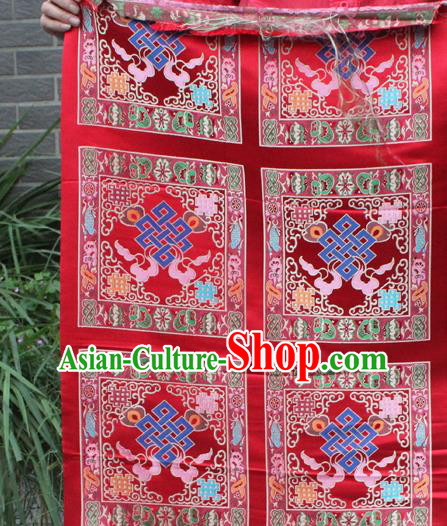 Asian Chinese Classical Buddhism Lucky Pattern Red Nanjing Brocade Traditional Tibetan Robe Satin Fabric Silk Material