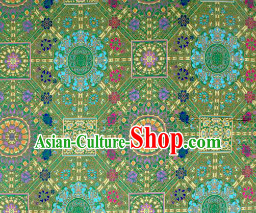Asian Chinese Classical Buddhism Lotus Pattern Green Nanjing Brocade Traditional Tibetan Robe Satin Fabric Silk Material