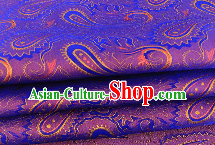 Asian Chinese Classical Peacock Pattern Purple Brocade Traditional Tibetan Robe Satin Fabric Silk Material