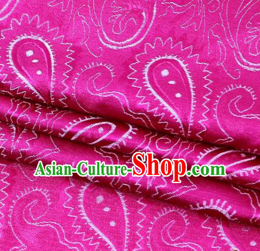 Asian Chinese Classical Peacock Pattern Rosy Brocade Traditional Tibetan Robe Satin Fabric Silk Material