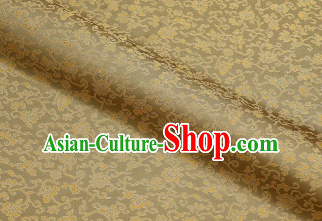 Asian Traditional Classical Acanthus Pattern Golden Brocade Fabric Japanese Kimono Satin Silk Material