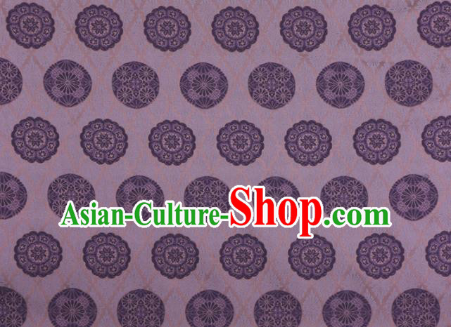 Asian Traditional Classical Pattern Nishijin Purple Brocade Fabric Japanese Kimono Satin Silk Material