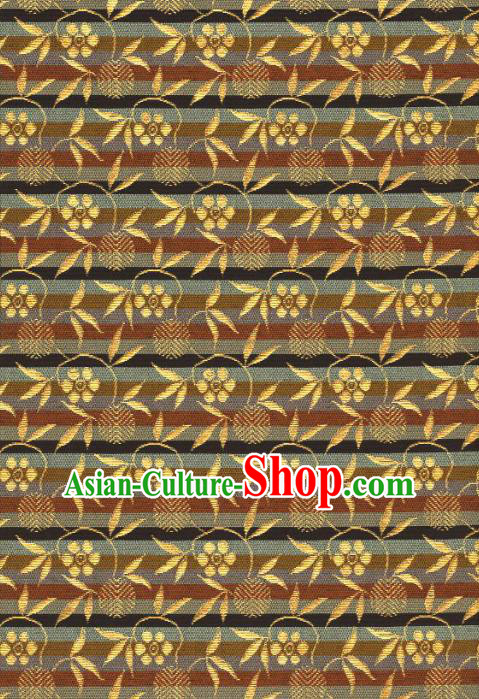 Asian Traditional Classical Bamboo Leaf Pattern Tapestry Satin Nishijin Brocade Fabric Japanese Kimono Silk Material