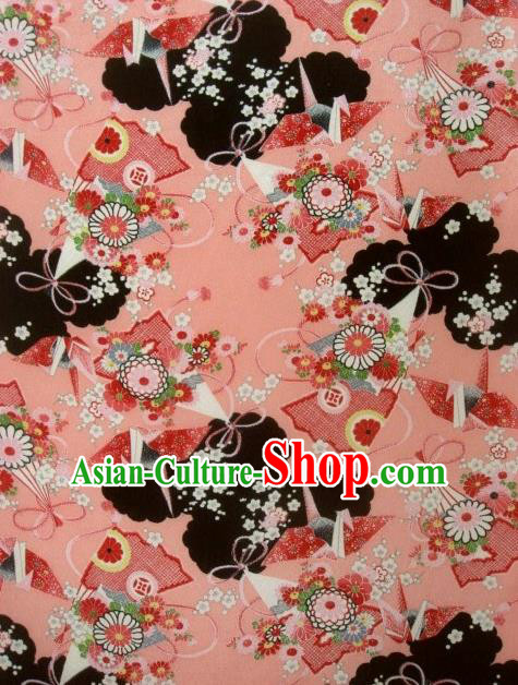 Asian Traditional Classical Daisy Pattern Pink Tapestry Satin Nishijin Brocade Fabric Japanese Kimono Silk Material