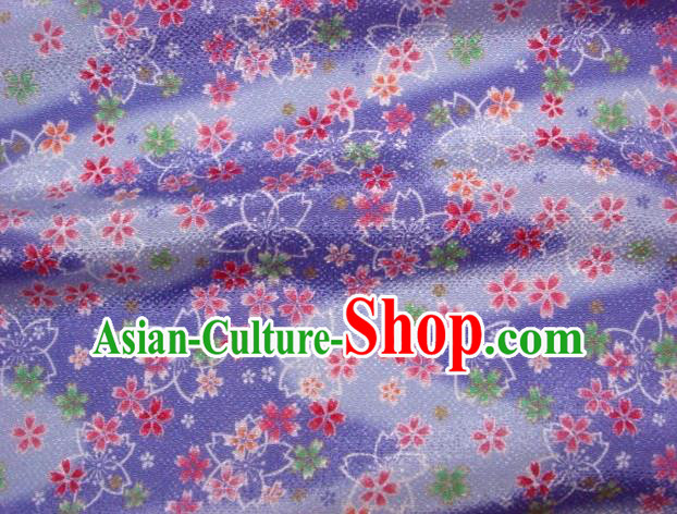 Asian Traditional Classical Sakura Pattern Purple Tapestry Satin Nishijin Brocade Fabric Japanese Kimono Silk Material