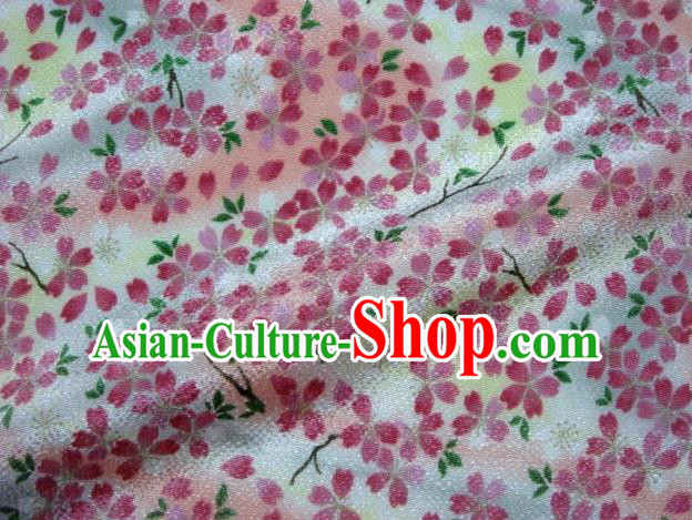 Asian Traditional Classical Sakura Pattern Pink Tapestry Satin Nishijin Brocade Fabric Japanese Kimono Silk Material