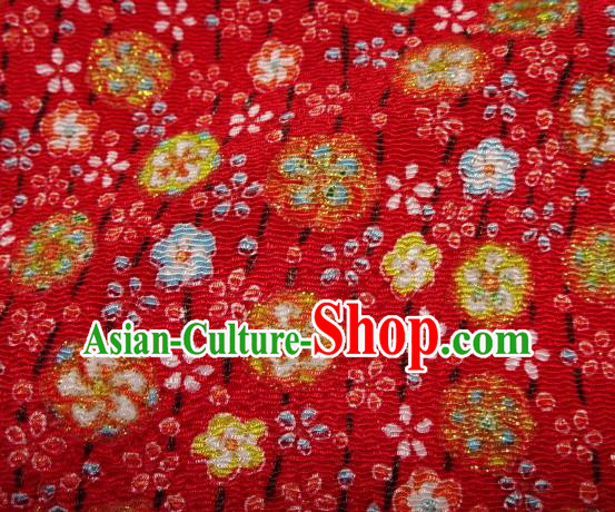 Asian Traditional Classical Pattern Red Brocade Tapestry Satin Fabric Japanese Kimono Silk Material