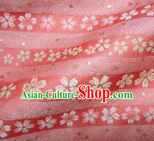 Asian Traditional Damask Classical Sakura Pattern Pink Brocade Fabric Japanese Kimono Tapestry Satin Silk Material
