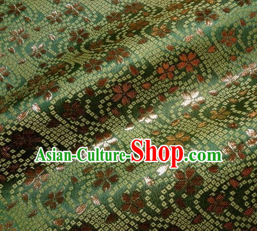 Asian Traditional Baldachin Classical Sakura Pattern Deep Green Brocade Fabric Japanese Kimono Tapestry Satin Silk Material