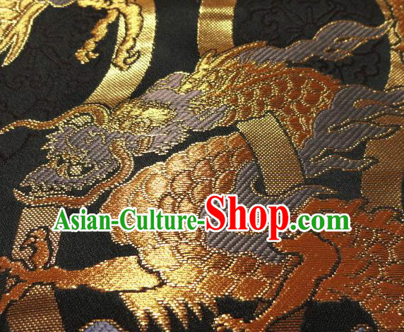 Asian Traditional Baldachin Classical Golden Dragon Pattern Brocade Fabric Japanese Kimono Tapestry Satin Silk Material