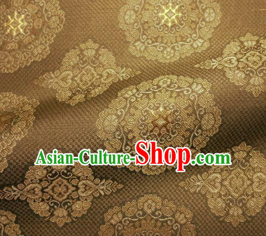 Asian Traditional Kimono Classical Pattern Brown Damask Brocade Fabric Japanese Kyoto Tapestry Satin Silk Material