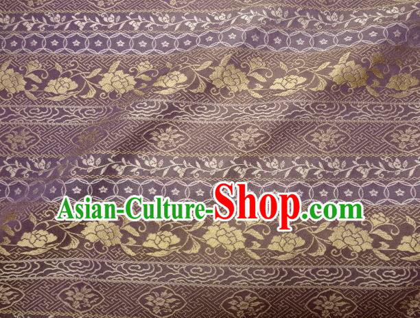 Asian Traditional Kimono Classical Roses Pattern Purple Damask Brocade Fabric Japanese Kyoto Tapestry Satin Silk Material
