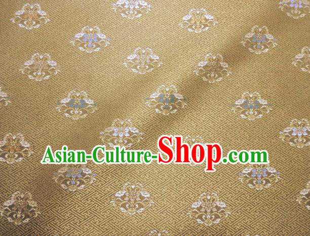 Asian Traditional Kimono Classical Pattern Dark Golden Damask Brocade Fabric Japanese Kyoto Tapestry Satin Silk Material